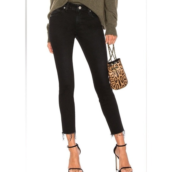 AMO Womens Black Low Rise‎ Dark Wash Black Magic Stix Crop Leg Jeans Size 26